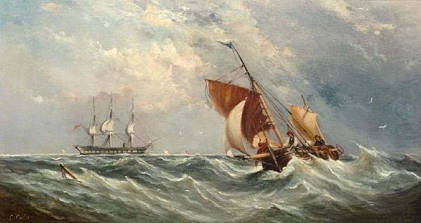 Ebenezer Colls Sailboats in a squall china oil painting image